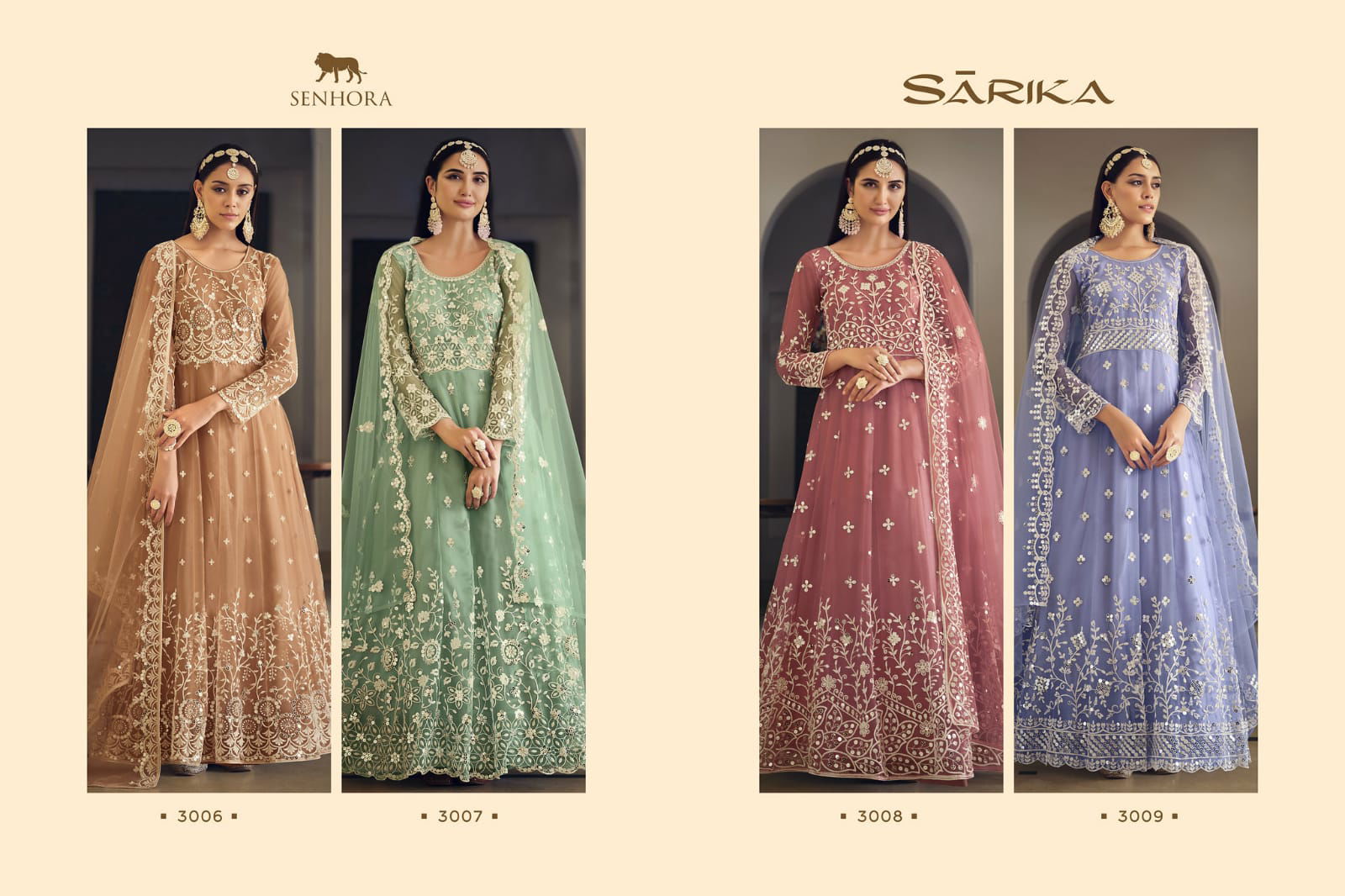 Senhora By Sarika Butterfly Net Gown Dress Material Catalog